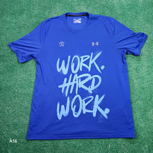 Under Armour Shirt Work Hard Threadborne Loose HeatGear Blue Men's Large